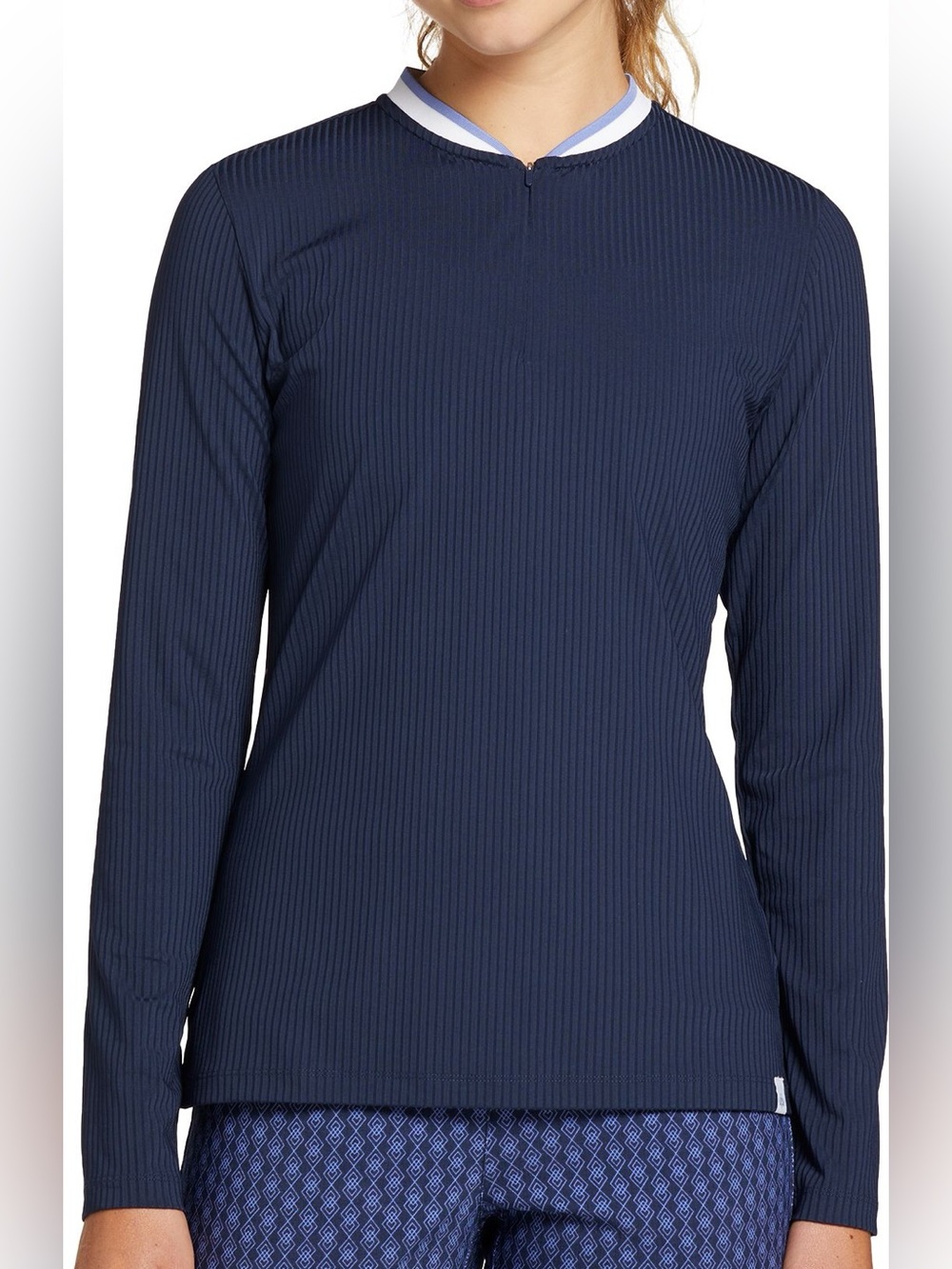 Walter Hagen Women's Rib Trim Golf 1/4 Zip, Small, Navy Blue